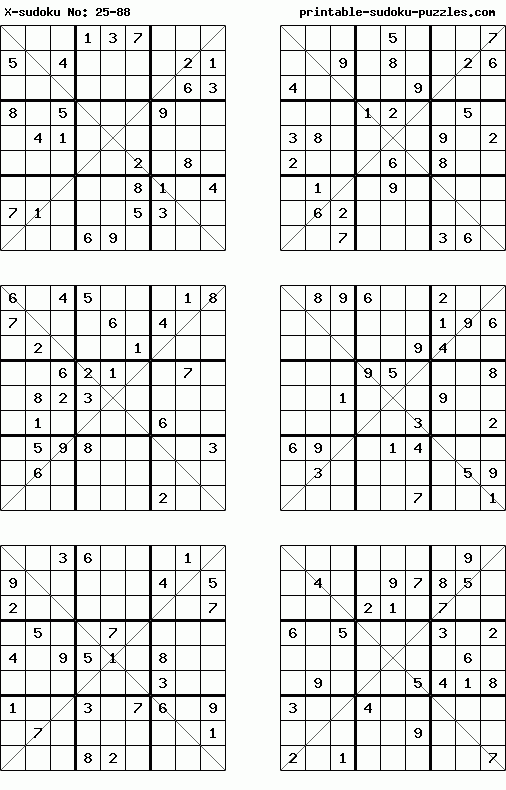 Printable X-sudoku