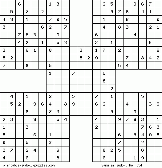Samurai sudoku para imprimir
