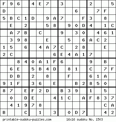 Sudoku 16x16 para imprimir