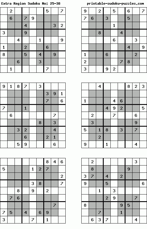 Printable Extra Region Sudoku