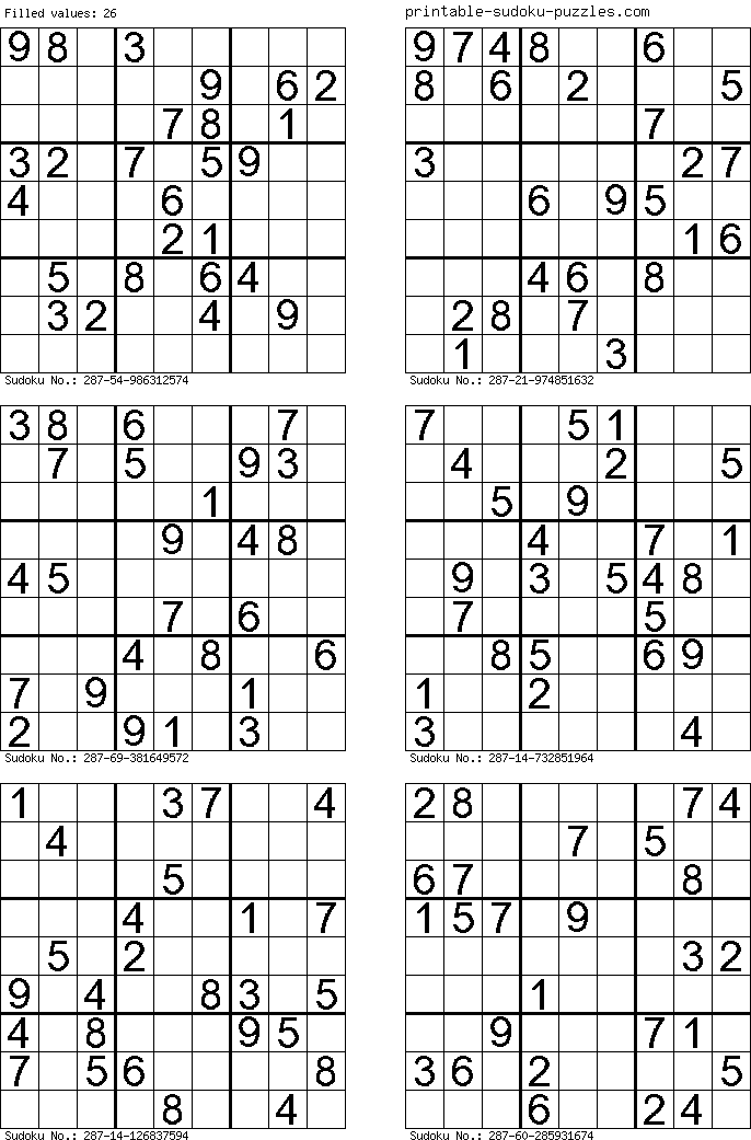 Free online Sudoku. Print Sudoku #209.