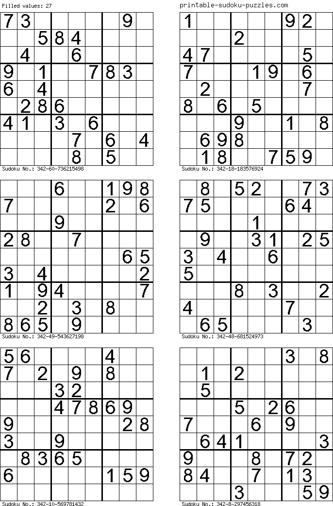 Free online Sudoku. Print Sudoku #638.